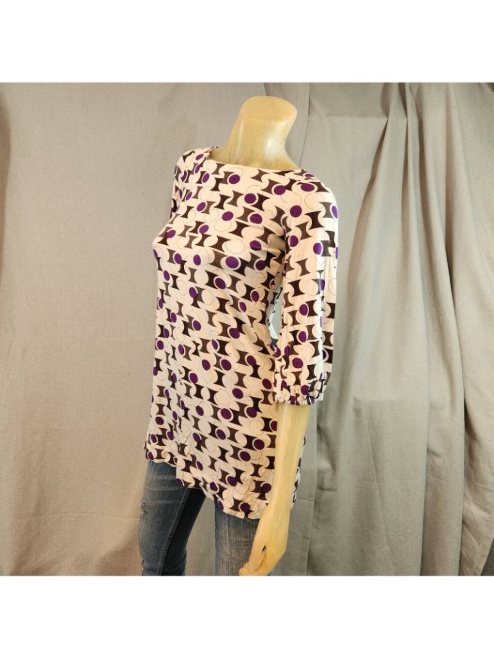 Hourglass Lilly White Boat Nck Short Slv Blouse Shirt Top Womens USED XS XSMALL - Picture 3 of 6